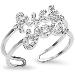 BMMYE Adjustable Ring Inspirational Statement Open Wire Ring Cool Dainty White Gold Letter Ring Women Girl