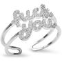 BMMYE Adjustable Ring Inspirational Statement Open Wire Ring Cool Dainty White Gold Letter Ring Women Girl