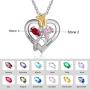 Personalized Rose Necklace for Women Custom Names Necklace Pendant with Simulated Birthstones Christmas Jewelry Gift Birthday Gift for Women Wife Girls Her