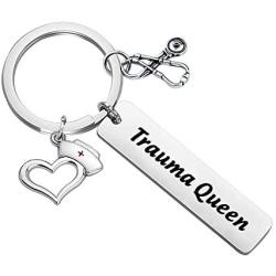 HOLLP Funny Nurse Jewelry Trauma Queen Wound Care Nurse Gift The Best Nurses Keychain RN LPN Gift Medical Jewelry Gift for Doctor Nurse