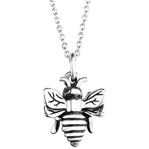 YFN Bee Necklace Sterling Silver Bumble Bee Queen Bee Bumblebee Honeycomb Pendant Necklace