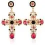 Big Cross Earrings,Color Crystal Baroque Drop Dangle Earrings for Women Teens Girls Bar Party Gifts