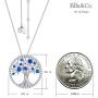 Sterling Silver Tree of Life Necklace March Birthstone Aquamarine Necklace for Wife Mom Birthday Gifts Emerald Pearl Ruby Peridot Blue Sapphire Pink Tourmaline Citrine Jewelry
