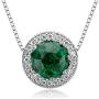 YUNKAI Angelic Gold Necklace Sparkle Halo Cubic Zirconia Round Solitaire Pendant Necklace Sterling Silver Box Link Chain 18 Crystal Jewelry for Women