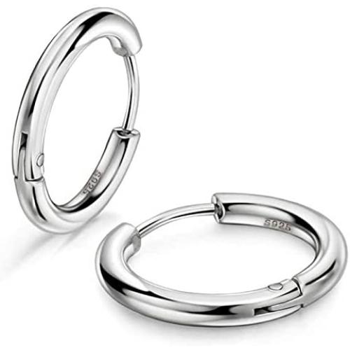 Small Silver Hoop Earring for Women/Men 925 Sterling Silver Hypoallergenic Dainty Thin Cartilage Earring Round Circle Earrings