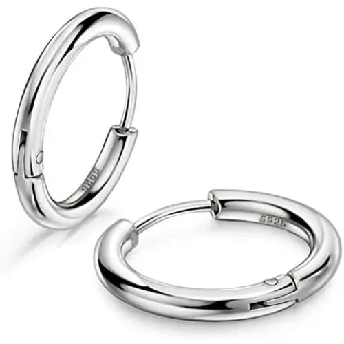 Small Silver Hoop Earring for Women/Men 925 Sterling Silver Hypoallergenic Dainty Thin Cartilage Earring Round Circle Earrings