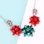 VOGUEKNOCK Gift Bow Necklace Christmas Bow Collar Necklace Xmas Jewelry Gift Red Green Bows