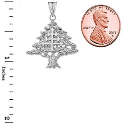 Fine Sterling Silver Lebanese Cedar Tree with Maronite Cross Pendant