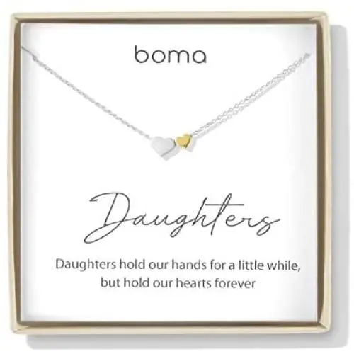 Boma Jewelry Sentiments Collection Daughters Sterling Silver Two Hearts with 14kt Gold Vermiel Necklace, 18 Inches Boma Jewelry Sentiments Collection Daughters Sterling Silver Two Hearts with 14kt Gold Vermiel Necklace, 18 Inches