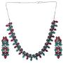 Efulgenz Boho Vintage Antique Ethnic Gypsy Indian Oxidized Silver Crystal Cubic Zirconia Bridal Necklace Earrings Jewelry Set