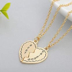 MJartoria BFF Necklaces for 2 Split Heart Weirdo 1 Weirdo 2 Best Friends Forever Pendant Friendship Set (Best Friends-Blue) (Best Friends-Gold)