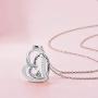 Distance Mother Daughter Necklace S925 Sterling Silver Heart Necklace for Daughter Mom Double Heart Necklaces Jewelry Gifts for Mom Daughter Wife Girls