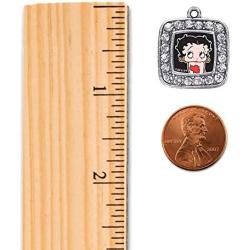 Inspired Silver - Silver Square Charm for Bracelet with Cubic Zirconia Jewelry