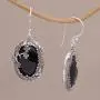 NOVICA Black Onyx .925 Sterling Silver Floral Dangle Earrings Dreamy Forest NOVICA Black Onyx .925 Sterling Silver Floral Dangle Earrings Dreamy Forest