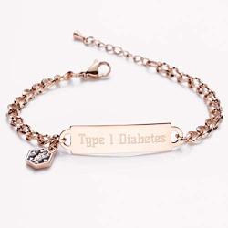 linnalove Shining Diamond Cutting Medical Alert id Bracelet for Women