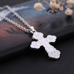 TEAMER Cross Necklace Russian Orthodox Crucifix Eastern Church Necklace Men Religious Jewelry