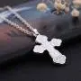 TEAMER Cross Necklace Russian Orthodox Crucifix Eastern Church Necklace Men Religious Jewelry