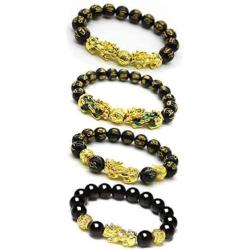 CARSHIER Feng Shui Good Luck Bracelets for Men Women Obsidian Bead Chinese Lucky Charm Bracelet Pixiu Yao Attract Wealth Porsperity Feng Shui Jewelry