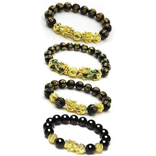 CARSHIER Feng Shui Good Luck Bracelets for Men Women Obsidian Bead Chinese Lucky Charm Bracelet Pixiu Yao Attract Wealth Porsperity Feng Shui Jewelry