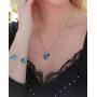 Leafael Infinity Love Crystal Heart Bundle Jewelry Set Bermuda Sapphire Blue September Birthstone, Silver-tone