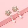 Seakuur Elegant Sweet Flower Simulated Pearl Dangle Earrings for Women Lady Gift Jewelry Accessories