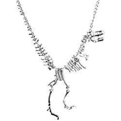 Dinosaur Skeleton Tyrannosaurus Necklace Pendant Animal Short Choker for Women Children Gift