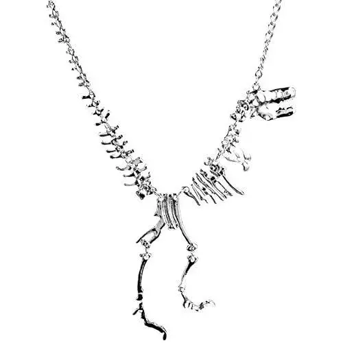 Dinosaur Skeleton Tyrannosaurus Necklace Pendant Animal Short Choker for Women Children Gift
