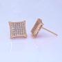 LuReen Gold Silver 11mm Square CZ Stud Earring of Mens Boy aretes para hombre