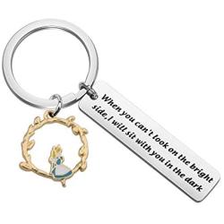 SEIRAA Alice in Wonderland Gift BFF Friendship Keychain When You Cant Look on The Bright Side I Will Sit with You in The Dark Alice Gift