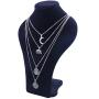 Kercisbeauty Halloween Boho Multi layer Silver Long Necklace for Women and Teen Girls with Moon Elephant Rune Pendant Choker Party Jewelry