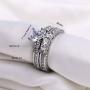 ringheart White Gold Filled Couple Rings Heart Cut Cz Womens Engagement Ring Sets Man Wedding Ring (Please Buy 2 Rings for 1 Pair)