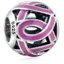 Pink Ribbon Charm Breast Cancer Awareness Charm Beads Sterling Silver European-Style Bead Charm