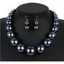 HSQYJ Simple Large Big Simulated Pearl Statement Necklace Earring Set Faux Big Pearl Choker Drop Dangle Hook Earring Fashion Costume Jewelry for Girl Women Lady