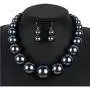 HSQYJ Simple Large Big Simulated Pearl Statement Necklace Earring Set Faux Big Pearl Choker Drop Dangle Hook Earring Fashion Costume Jewelry for Girl Women Lady