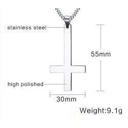 VNOX Catholic Jewelry Stainless Steel Upside Down Cross Necklace for Men Women,Inverted Pendant,3 Color