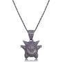MOLEK Hip Hop Jewelry 3 Colors Gengar Pendant Necklace Iced Out Charm with 24 inch Rope Chain for Men Women