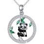 MEDWISE 925 Sterling Silver Cute Animal Dog Paw Print Necklace Panda/Turtle/Bunny Rabbit Pendant Necklace Jewelry Gifts for Women Girls Birthday Christmas Gifts