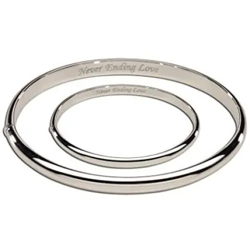 Sterling Silver Mom and Me Bangle Set with''Never Ending Love'' Inscription for Mother and Daughter Sterling Silver Mom and Me Bangle Set with''Never Ending Love'' Inscription for Mother and Daughter
