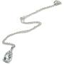 Sterling Silver Aquamarine and White Topaz Oval Pendant Necklace