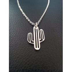 NOUMANDA Nature Jewelry Stainless Steel Silver Tiny Saguaro Cactus Charm Necklace