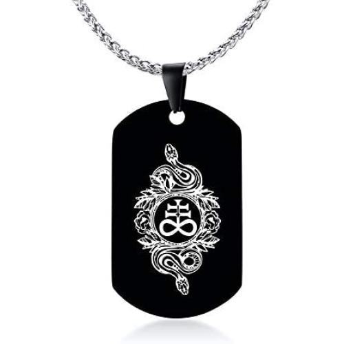 MPRAINBOW Men Pendant Necklace Stainless Steel Seal of Lucifer Seal of Satan Religious Jewelry