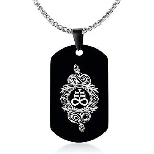 MPRAINBOW Men Pendant Necklace Stainless Steel Seal of Lucifer Seal of Satan Religious Jewelry