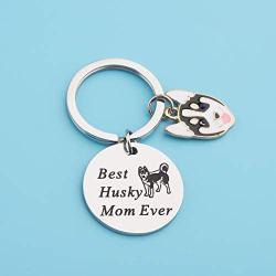 PENQI Husky Keychain Husky Jewelry Best Husky Mom Ever Keychain Dog Mom Ever Gift Dog Lover Dogs Jewelry for Husky Lover