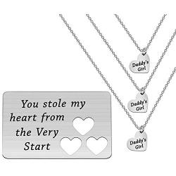 Zuo Bao Father and Daughter Jewelry Set You Stole My Heart from The Very Start Daddy’s Girl Necklace Dog Tag Keychain Set Daughter Gift