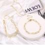 IEFSHINY Gold Paperclip Link Chain Necklace Bracelet Anklet, 14K Gold Plated Dainty Oval Link Chain Necklace Bracelet Anklet Paperclip Chain Gold Jewelry for Women Girls