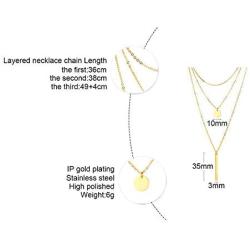 Ximi Jewelry Stainless Steel Triple-layered Vertical Bar Pendant Necklace for Women Girl,3 Tier Long Chain