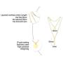 Ximi Jewelry Stainless Steel Triple-layered Vertical Bar Pendant Necklace for Women Girl,3 Tier Long Chain