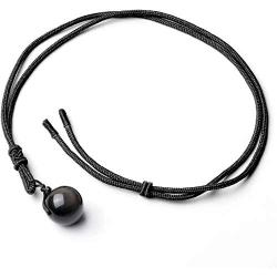 Double Rainbow Eyes 16mm Natural Obsidian Stone Pendant Lucky Blessing Beads Pendant Necklace with Adjustable Braided Rope Cord Amulet