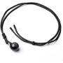 Double Rainbow Eyes 16mm Natural Obsidian Stone Pendant Lucky Blessing Beads Pendant Necklace with Adjustable Braided Rope Cord Amulet