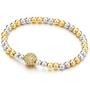 Beautiful Gold Silver Two-Tone Beads Bracelet for Women with Cubic Zirconia Ball